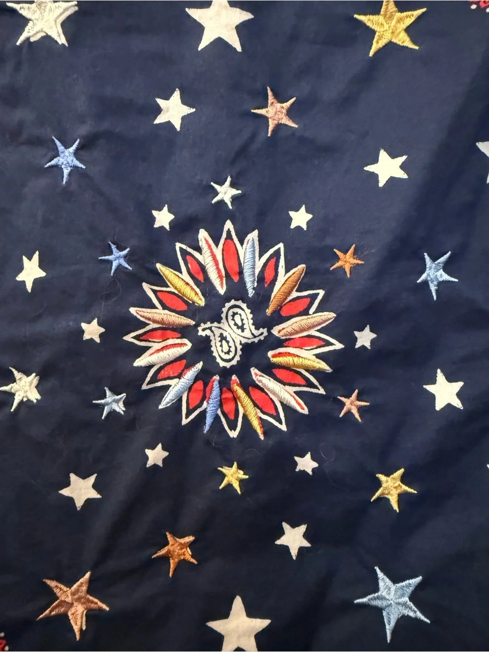 Free People Bandana Bandit Chambray shirt with embroidered stars. Size M